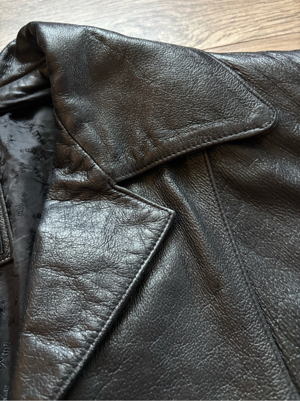 Maxima Black Leather Button-Front Jacket; NO Zipper Pull - Picture 5 of 16